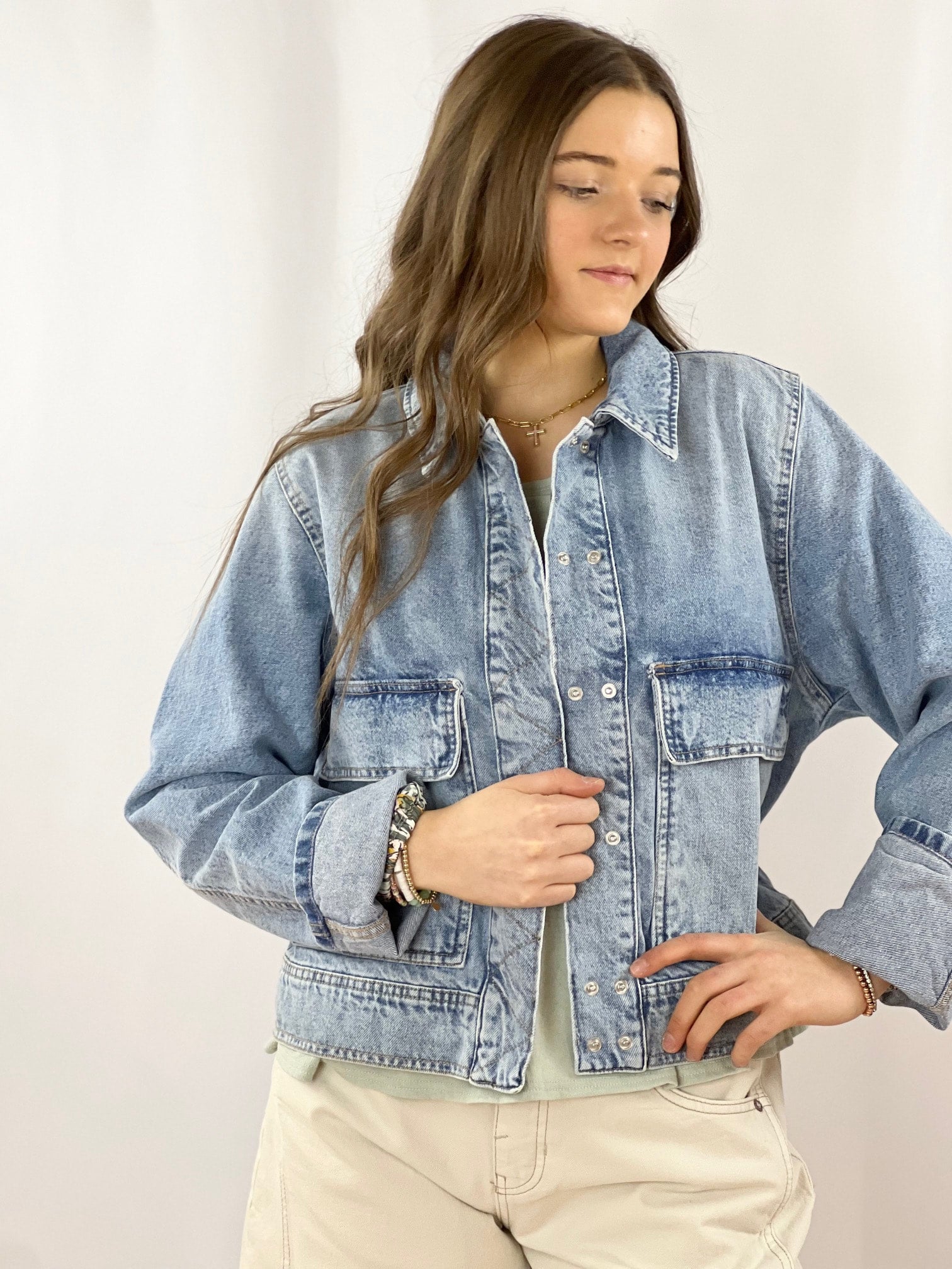 Free people hotsell cropped denim jacket
